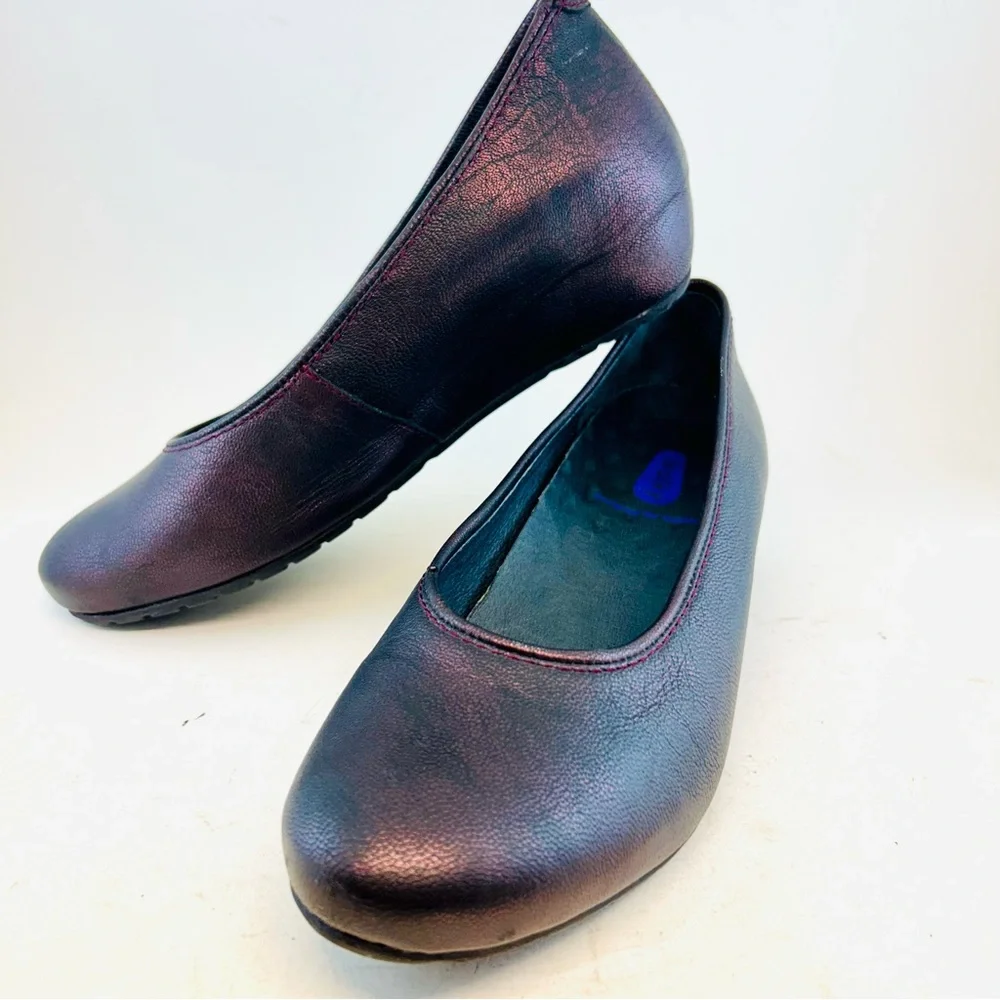 Wolky Black w/Red Metallic Shimmer Valentine Ballernina Wedges, size 40 US 9 - Picture 1 of 11